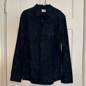 Elegant Black Floral Button-Up Shirt